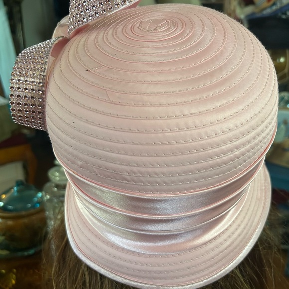Elegant Pink Hat with Rhinestone Details